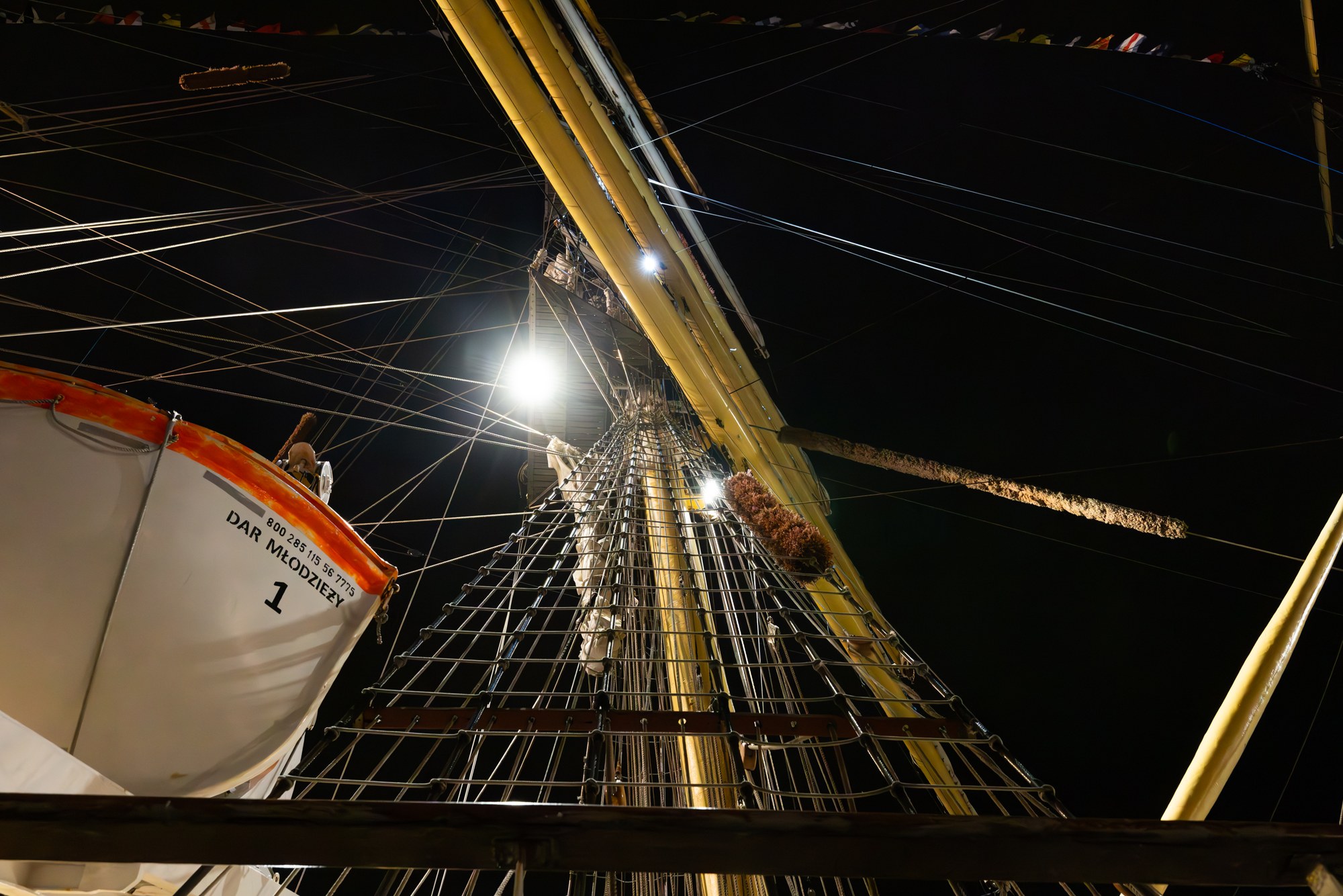 Illuminated tall ships at night, SAIL IJmuiden